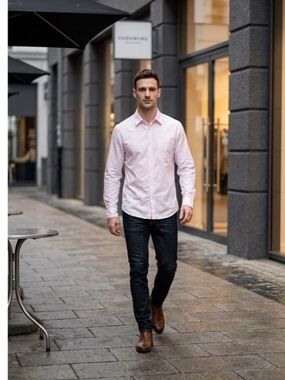 YSL Yves Saint Laurent men’s Long Sleeve Button Up Dress Shirt Sz 15 Light Pink